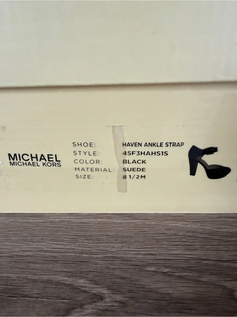 Michael Kors Haven Suede Platform Ankle Strap Block Heel Pump Black Size 8.5 Box